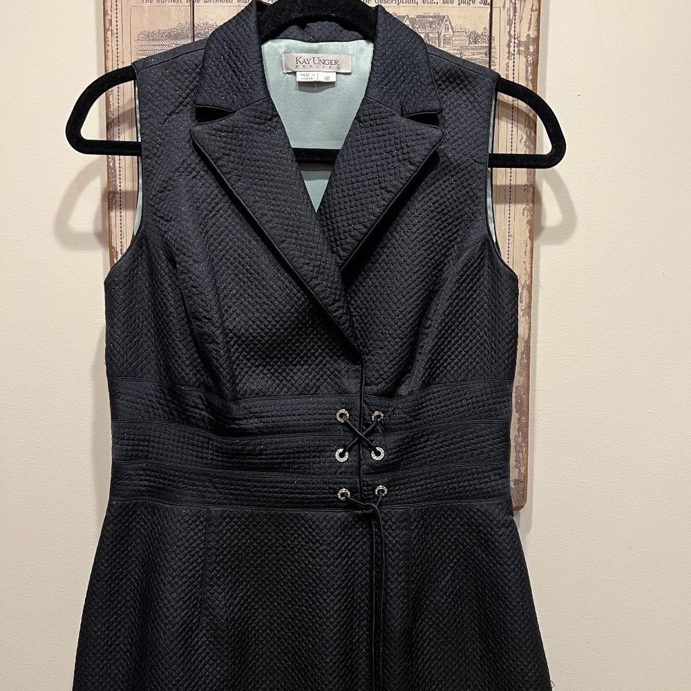 Kay Unger Black Textured Sleeveless Dress